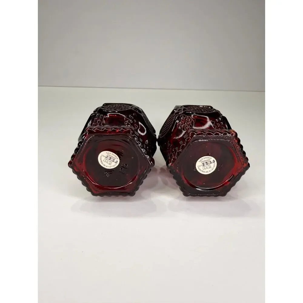 1970's Vintage Avon Cape Cod Charisma Cologne Ruby Red Glass Salt Pepper Shakers